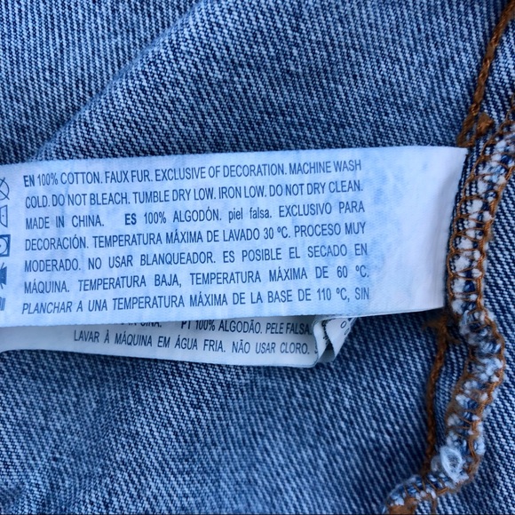 Forever 21 Jean Jacket Denim Coat Sherpa Collar  Sz. Small - Picture 3 of 10